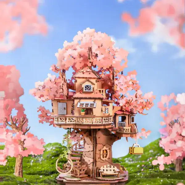 Robotime Rolife Sakura Tree House | Wooden Puzzle DIY Kit - Image 2