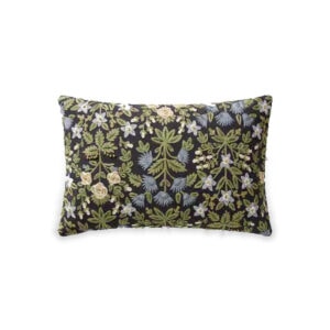 Mughal Rose Embroidered Lumbar Pillow – Black
