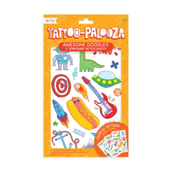 Package of the Tattoo Palooza Temporary Tattoos Awesome Doodles.