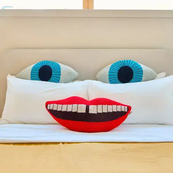Donna Wilson Blue Eye Shaped Cushion - Image 2