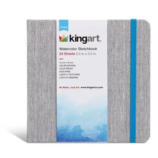 KINGART Hardcover Watercolor Sketchbook - 5.5" x 5.5" 24 Sheets