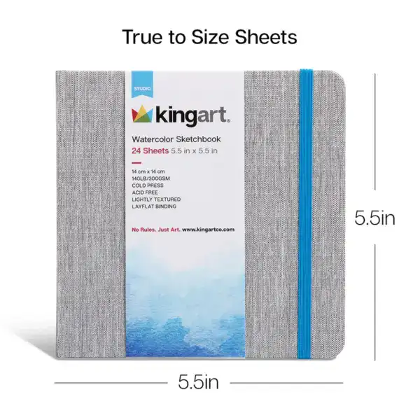KINGART Hardcover Watercolor Sketchbook - 5.5" x 5.5" 24 Sheets - Image 4