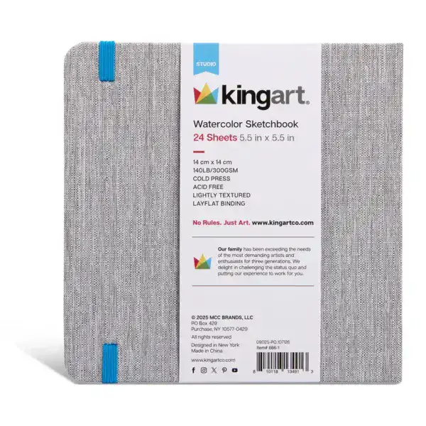 KINGART Hardcover Watercolor Sketchbook - 5.5" x 5.5" 24 Sheets - Image 3