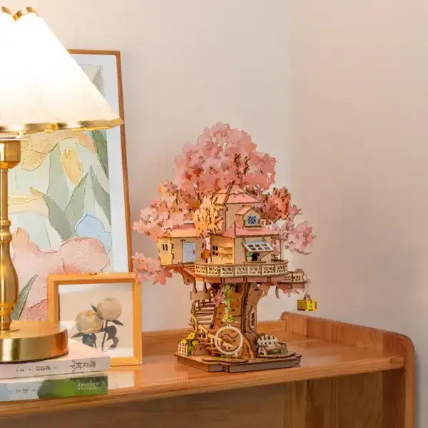 Robotime Rolife Sakura Tree House | Wooden Puzzle DIY Kit - Image 3