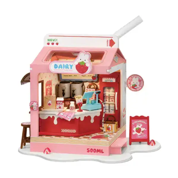 Robotime Rolife Strawberry Milk Box | DIY House