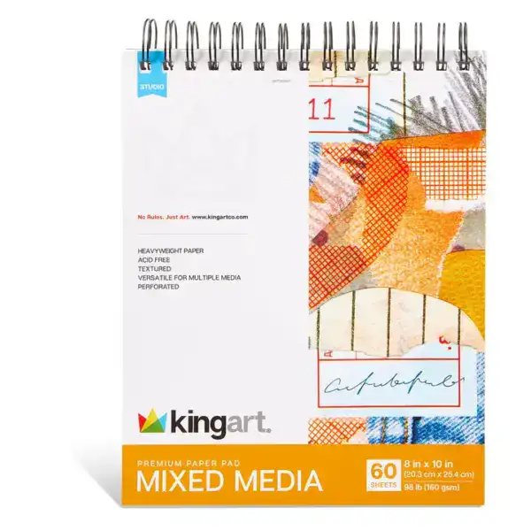 KINGART Mixed Media Sketchbook - 8" x 10" 60 Sheets