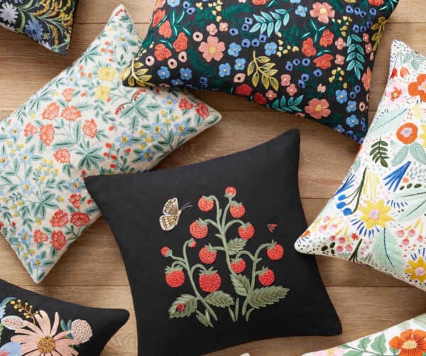 Mughal Rose Embroidered Lumbar Pillow - Image 4