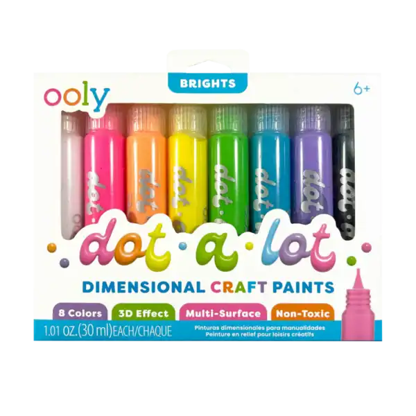 OOLY Dot-A-Lot 3D Dimensional Craft Paint, Brights