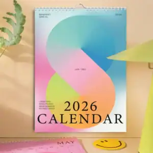2026 A3 Calendar | Gradient Grid | Monday Start