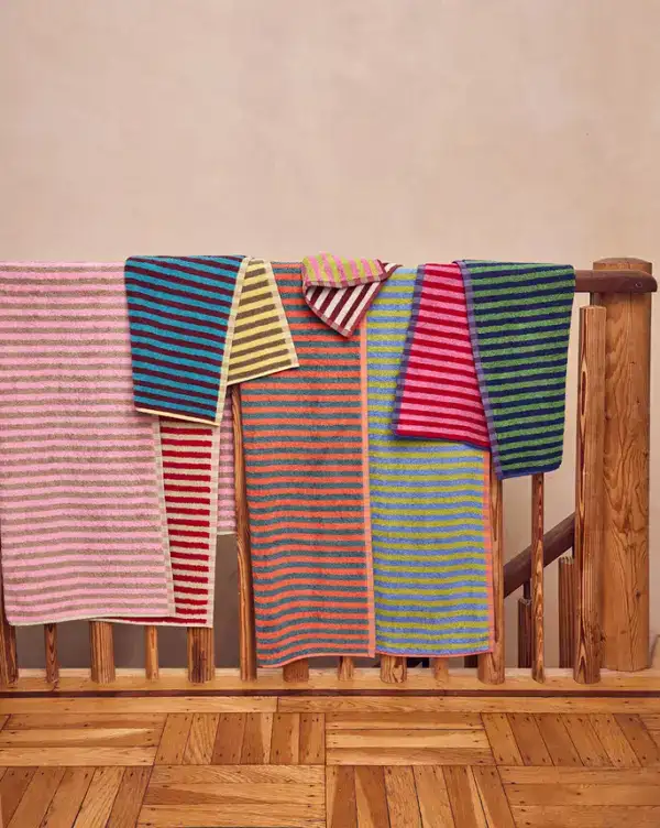 Dusen Dusen Bug Stripe Cotton Terry Towel Set (Set of 5) - Image 3