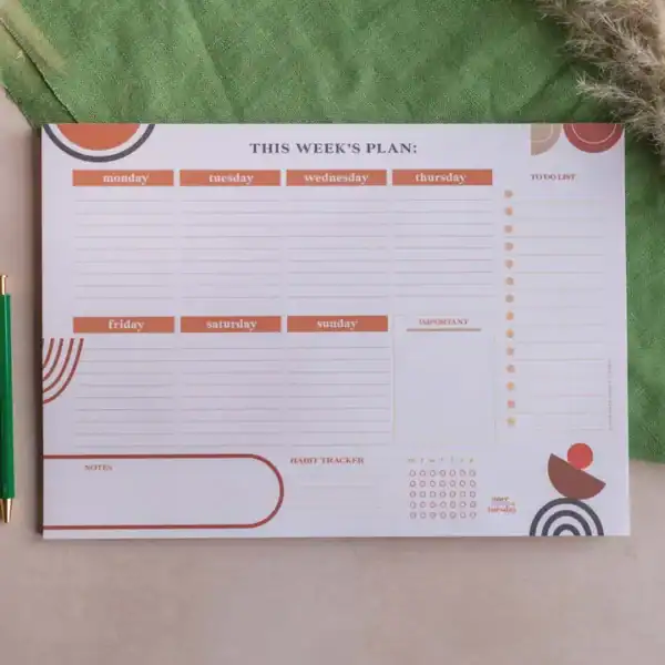 A4 Weekly Planner Pad | Abstract Boho