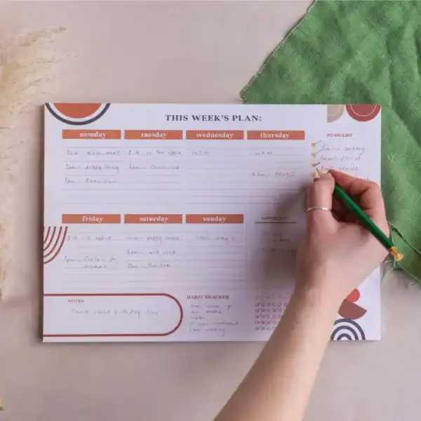 A4 Weekly Planner Pad | Abstract Boho - Image 4