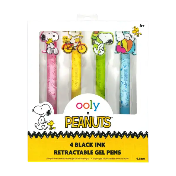 OOLY x Peanuts: 4 Black Ink Retractable Pens