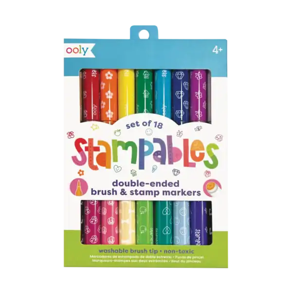 OOLY Stampables: 18 Double Brush/Stamp Markers