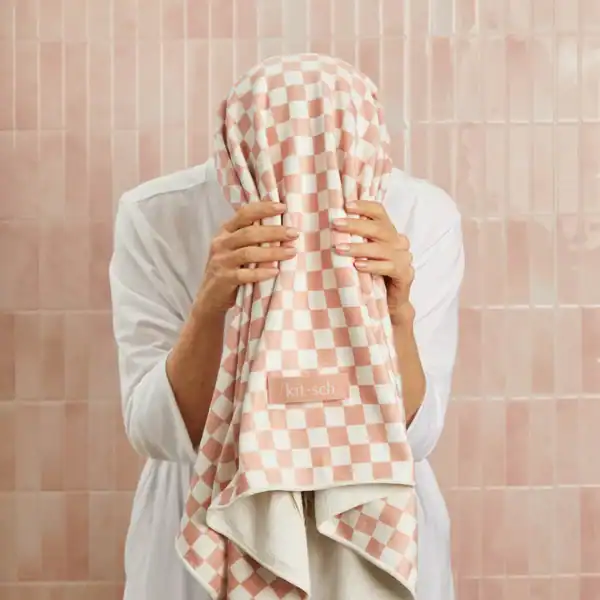 Kitsch Towel Wrap XL Terracotta Checker - Image 4