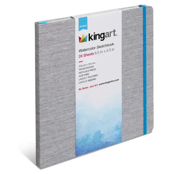 KINGART Hardcover Watercolor Sketchbook - 8.5” X 8.5” 24 Sheets