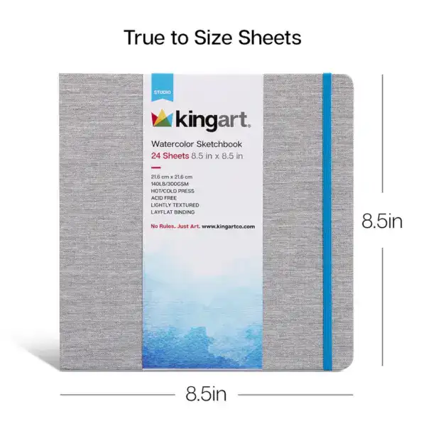 KINGART Hardcover Watercolor Sketchbook - 8.5” X 8.5” 24 Sheets - Image 5