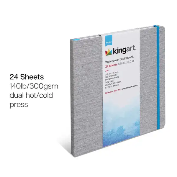 KINGART Hardcover Watercolor Sketchbook - 8.5” X 8.5” 24 Sheets - Image 4
