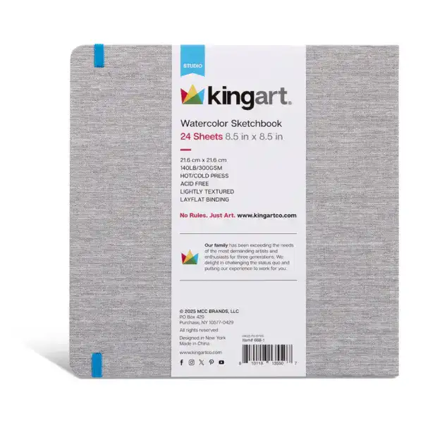 KINGART Hardcover Watercolor Sketchbook - 8.5” X 8.5” 24 Sheets - Image 3