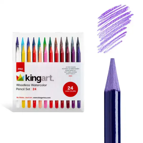 KINGART PRO Woodless Watercolor Pencils 24 Colors - Image 10