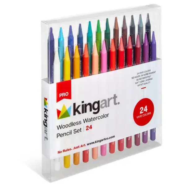 KINGART PRO Woodless Watercolor Pencils 24 Colors - Image 9